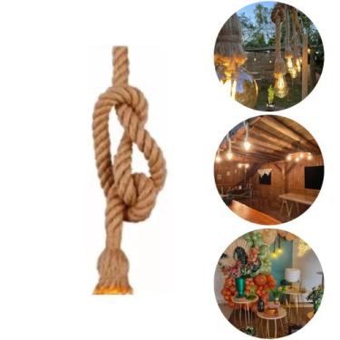 Imagem de Luminária Pendente Rústica Corda Sisal 1 Metro E27 Retrô Elegante - Lo