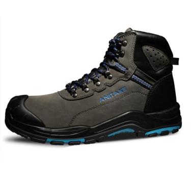 Imagem de ANITAKE Botas Masculinas Com Biqueira De Aço, Construção E Segurança Para Trabalho Masculino, 100% Couro Nobuck