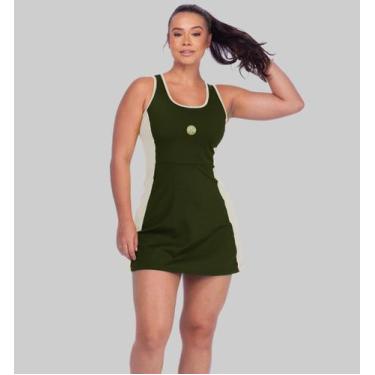 Imagem de Vestido Feminino Esportivo De Beach Tennis Bicolor Modelo Regata Short