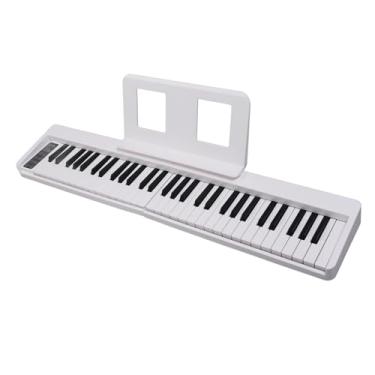 Imagem de Teclado de Piano, 61 Teclas Dobráveis ​​Piano Piano Portátil Piano Elétrico Piano Com Suporte de Música, Piano Digital para Iniciantes, Adolescentes, Adultos (Branco)