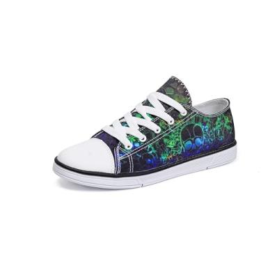 Imagem de FIRST DANCE Tênis feminino masculino com estampa de caveira, estampado, moderno, para adolescentes, meninos, meninas, estudantes, sapatos de lona para mulheres, Estilo 3, 6.5 Women/5.5 Men