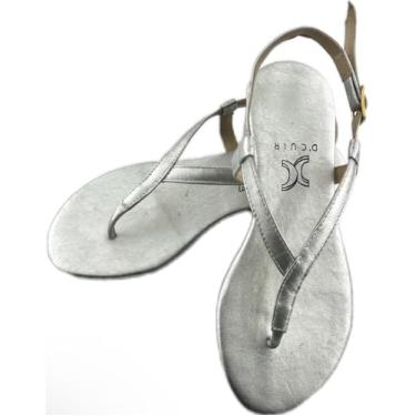 Imagem de Sandalia feminina rasteirinha confortavél luxo couro legítimo feita a mão Dcuir Veneza (Prata, BR, Adulto, Numérico, G, 41)