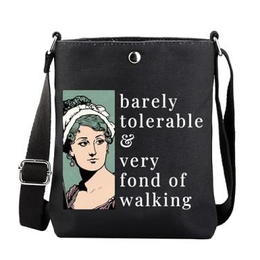 Imagem de POFULL Romances Romances Presente Feminista Literário Clássico Presente Barely Tolerable Very Fond Of Walking Bolsa tiracolo, Quase não tolerável