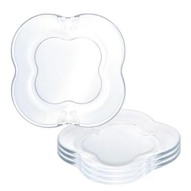 Imagem de Jogo 4 Prato de Sobremesa de Vidro Butterfly Borboleta Transparente Wo