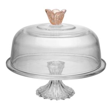 Imagem de Prato Para Bolo De Cristal Com Pé E Tampa Flower 30Cm Wolff