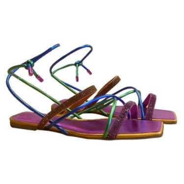 Imagem de Sandália Arezzo Rasteira Colorida Metalizada-Feminino