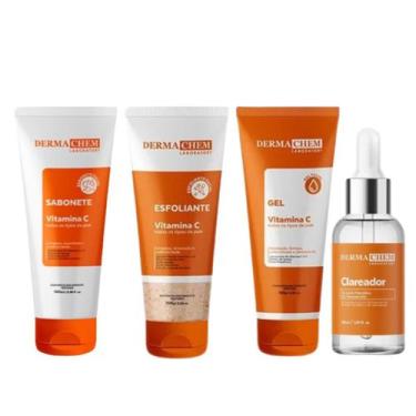 Imagem de Kit Skincare Clareador Facial Vitamina C Dermachem 4 itens