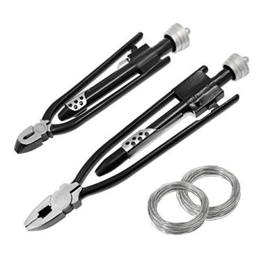 Imagem de Bonsicoky Conjunto de 2 peças de alicates de torção de arame de segurança para aeronaves, 15,2 cm e 23 cm, alicate de torção de fio resistente com 2 peças de fusíveis de 50 pés para fixadores de trava