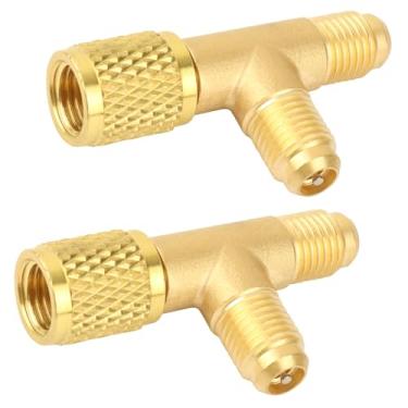 Imagem de Camiseta de acesso rápido ao acoplador, válvula SAE de 1/10.2 cm, adaptador de latão refrigerante para bomba de vácuo profundo calibre R22 R12 R134, peças de ar condicionado - 2 peças
