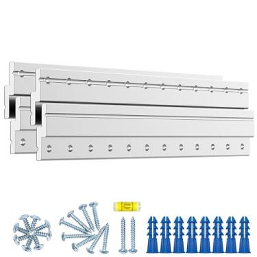 Imagem de Cabide de quadro francês resistente de 30,5 cm, clipes de barra Z de alumínio, suportes de montagem de parede interligados para pendurar espelho, painel, quadro branco, armário, prateleira, cabeceira, fotos (2 pares até 40,8 kg)