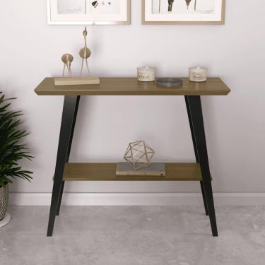 Imagem de Aparador Caio 90x30 Tampo MDF 30mm pé em Madeira Freijó/Pés Preto