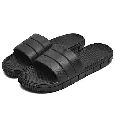 Imagem de Sandália de banho feminina e masculina com chinelo para banho e piscina antiderrapante de secagem rápida da Clootess, Black .1, 11 Women/9 Men