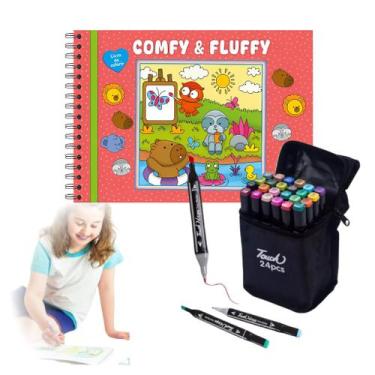 Imagem de Kit Livro De Colorir Bobbie Goods Capa Dura 50 Páginas + Canetinhas Co