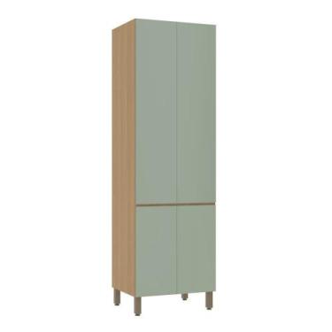 Imagem de Paneleiro Modulado 70cm Duplo 4 Portas Slim Luciane, Freijó/Verde Jade