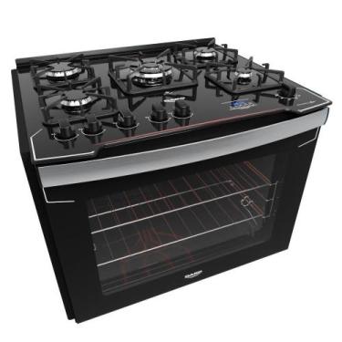 Imagem de Fogão De Embutir 5 Bocas Preto Com Mesa De Vidro Dako Grill, Bivolt
