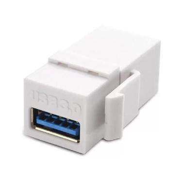 Imagem de Conector Emenda Tomada Padrão Keystone Usb 3.0 Branco - Qtmov