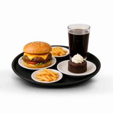 Imagem de Bandeja Antiderrapante Redonda Gar�om 40 cm Preta Material Pl�stico Borracha restaurante bar caf�