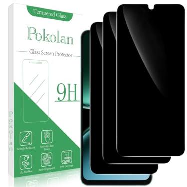 Imagem de Pokolan Pacote com 3 protetores de tela de privacidade para Samsung Galaxy A06, película de dureza 9H de vidro temperado anti-espião para Samsung Galaxy A06 5G, compatível com capas antiarranhões
