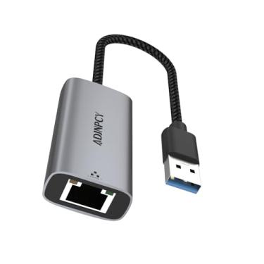 Imagem de ADJNPCY Adaptador USB A para Ethernet 2,5 G, alumínio, rede de computadores, Internet LAN Dongle compatível com NAS, MacBook Air/Pro, XPS, Windows, macOS (USB-A para 2.5G-AR01)
