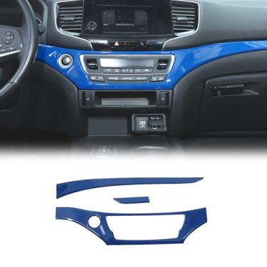 Imagem de HIRUFAIT Painel de painel de painel de painel de console central para Honda Pilot 2016-2022 acessórios protetores de capa decorativa interior material ABS antiarranhões (azul)