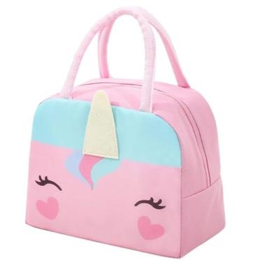 Imagem de Bolsa Térmica Infantil 3D com Estampa de Animais – Alça e Isolamento Térmico (Rosa - Unicórnio)