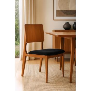 Imagem de Kit 8 Cadeiras Turmalina Madeira Eucalipto Veludo Preto Mel