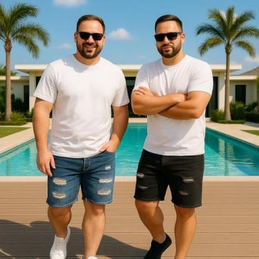 Imagem de Kit 2 Bermudas JEANS MASCULINA RASGADA Plus Size Grande Tamanho 44 46 