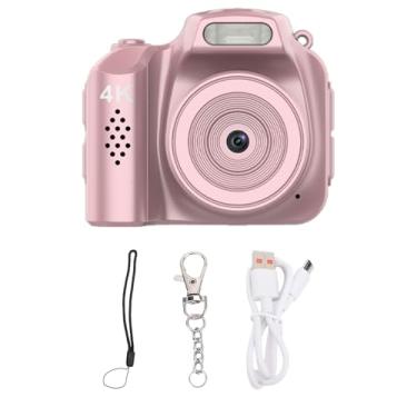 Imagem de Jectse Câmera Digital Pequena 64MP, Compacta 4K HD Com Luz de Preenchimento, 19 Filtros Retro, Lente Grande Angular de 78 °, Chaveiro, 1.54in Tela HD, Suporta até 128G Cartão, Bateria (PINK)
