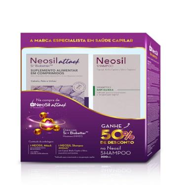 Imagem de Suplemento Alimentar Neosil Attack 60 Comprimidos + Shampoo Neosil Antiqueda 200ml