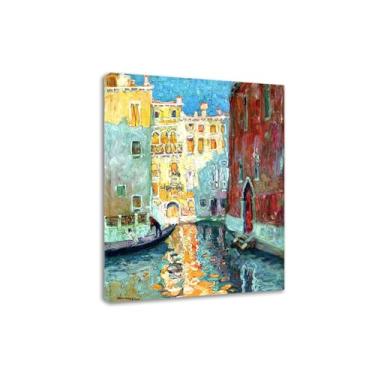 Imagem de LXURY Canal iluminado pelo sol, Veneza. Reprodução de pinturas famosas. Arte de parede em tela, pôsteres e impressões. Imagem moderna para decoração de casa 80 x 104 cm com moldura interna
