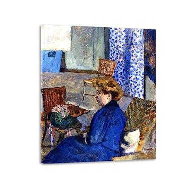 Imagem de Famous Paintings Wall Art Framed-The Milliner - Impressão em tela - Reproduções prontas para pendurar - imagens para decoração de parede de sala de estar 80 x 96 cm 31 x 37,7 cm moldura interna