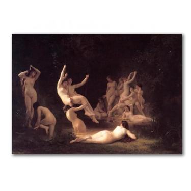 Imagem de LXURY Bouguereau.O ninfaéu. Reprodução de pinturas famosas. Arte de parede em tela. Pôsteres e impressões. Imagem para decoração de casa 80 x 120 cm sem moldura
