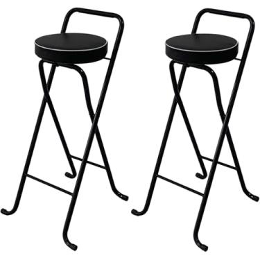 Imagem de Conjunto De 2 Bar Estofado Em Pu Redondo, Cadeira Alta Para Adultos Com Café Da Manhã, Altura Do Balcão De Cozinha Com Encostos, Black/White, 65cm/26in