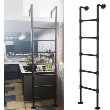 Imagem de Escada De Saída De Emergência Para Serviço Pesado Para Poço De Janela, Escada De Cama Loft De Metal Montada Na Parede, Escada De Beliche De Tubo De Ferro Industrial Escadas De Es, 3.0M