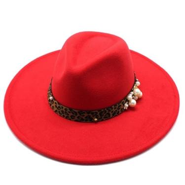 Imagem de 9,5 Cm Big Brim Jazz Chapéu Outono E Inverno Chapéu De Lã Pêssego Top Leopardo Padrão Chapéu De Feltro, Military Green, 6 7/8-7 1/8