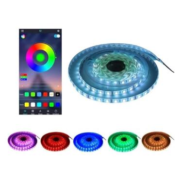 Imagem de Fita Rgb Bluetooth Led 5050 App Celular Android Ios + Fonte