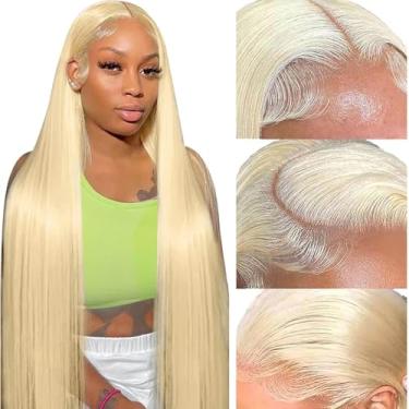 Imagem de Peruca frontal de 76 cm, 613 x 15 cm, cabelo humano, presente de aniversário para mulheres, peruca frontal de renda HD 613 x 15, perucas de cabelo humano loiro liso brasileiro sem cola pré-arrancadas