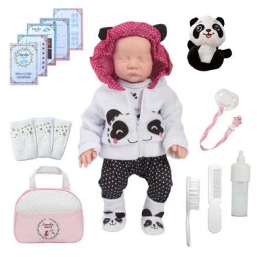 Imagem de Bebê Reborn Panda Realista com Roupinha Pelúcia Fraldas - Cegonha Rebo