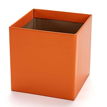 Imagem de CACHEPOT PAPELÃO QUADRADO 15 PARA FLORES E PRESENTES. (LARANJA)