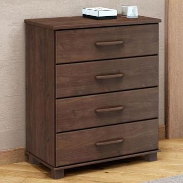 Imagem de Cômoda Para Quarto 85cm 4 Gavetas Pé Madeira Eduarda Café F07 - Mpozen