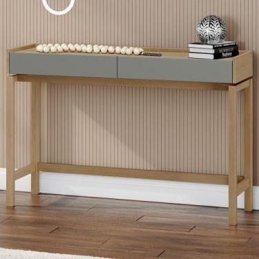 Imagem de Aparador Sala de Estar 120cm Pé Madeira Soleil Oak/Cinza F07 - Mpozena