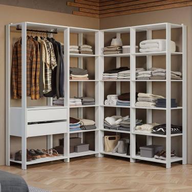 Imagem de Guarda-Roupa Closet Modulado 2 Gavetas 247 cm Branco Valencia Madesa