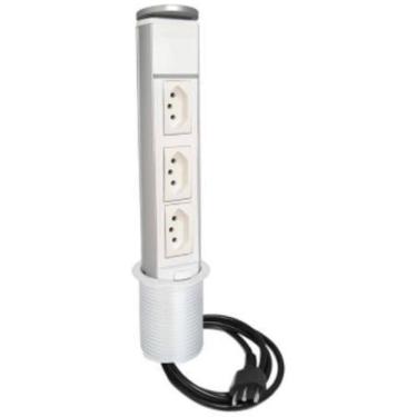 Imagem de Torre De Tomada Mini Totem Manual 3 Tomadas 10A - Branco