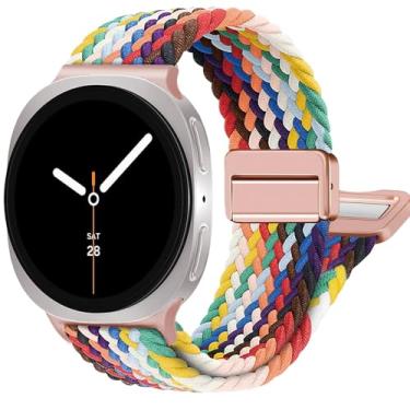 Imagem de BXUXOHS Pulseiras magnéticas de nylon para Samsung Galaxy Watch 8/Galaxy Watch 8 Classic; pulseira esportiva de tecido elástico trançado sem lacunas para Galaxy Watch 8/8 Classic de 40 mm, 44 mm, 46