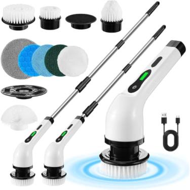 Imagem de Escova de Limpeza Elétrica Giratória 9 em 1 Recarregável – Esfregão Sem Fio, Multiuso para Casa, Piso e Azulejos