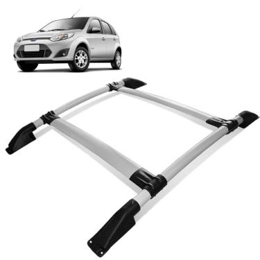 Imagem de Rack Bagageiro Teto Fiesta Hatch 2003 a 2011 Tubolar Prata
