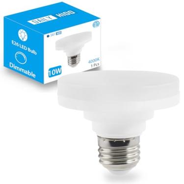 Imagem de Lâmpada de disco LED com parafuso E26, mini lâmpada plana, equivalente a 10 W CFL 75W, regulável, 1100 lm, 4000 K, base média E26, listada em ETL, lâmpadas de agachamento de baixo perfil para