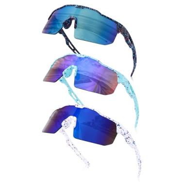 Imagem de KesaPlan Óculos de sol de beisebol infantil, óculos de sol esportivos juvenis para meninos e meninas 3-12 óculos de sol para ciclismo, corrida, Moldura preta + moldura branca + moldura verde, M