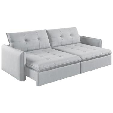 Imagem de Sofá Retrátil e Reclinável Lavanda 2,60M Linho - Blossom Casa, Gelo 23