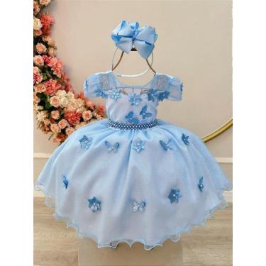 Imagem de Vestido Infantil Azul Claro Jardim Encantado Festas Luxo - Fabuloso At